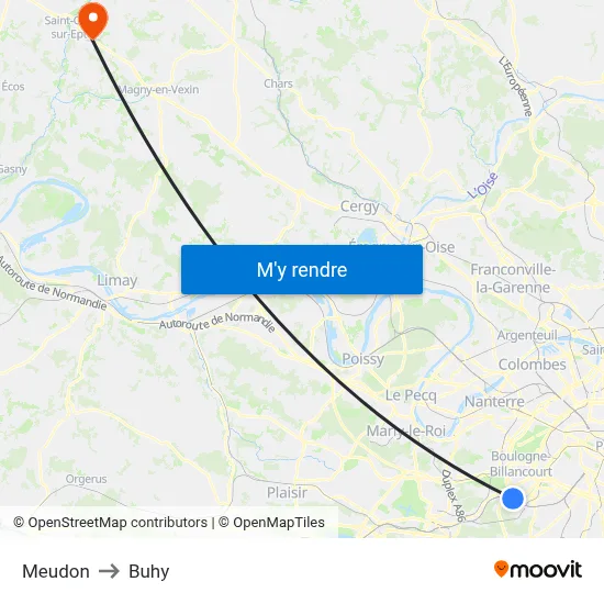 Meudon to Buhy map