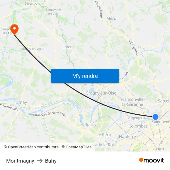 Montmagny to Buhy map