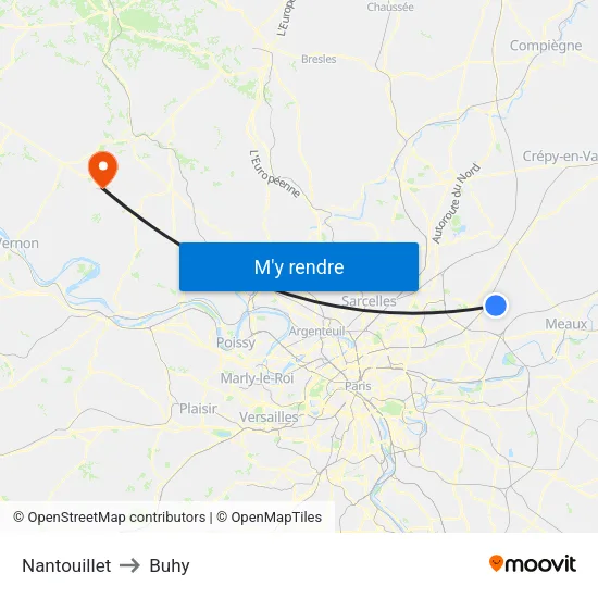 Nantouillet to Buhy map