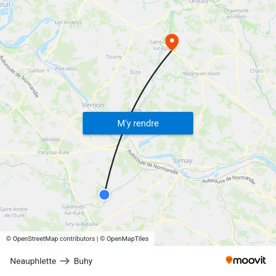 Neauphlette to Buhy map