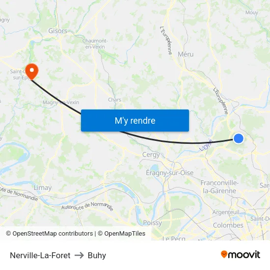 Nerville-La-Foret to Buhy map