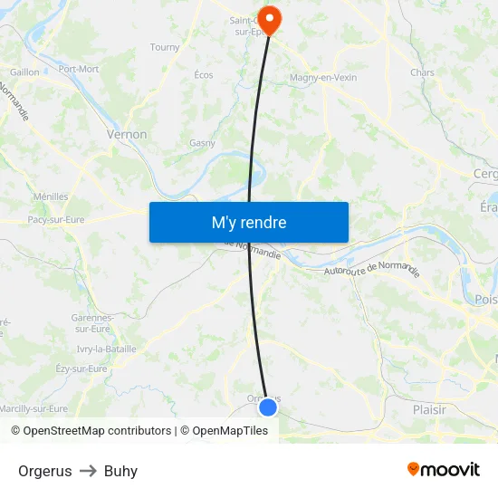 Orgerus to Buhy map