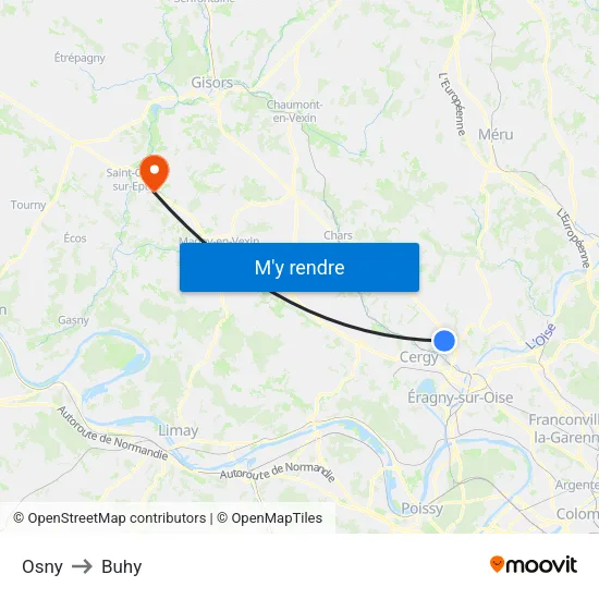 Osny to Buhy map