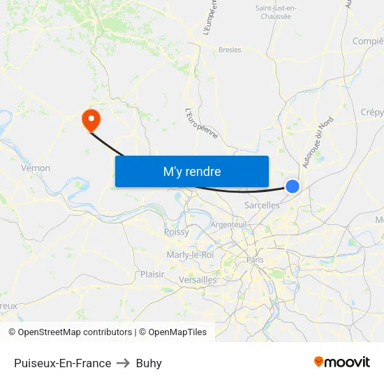 Puiseux-En-France to Buhy map