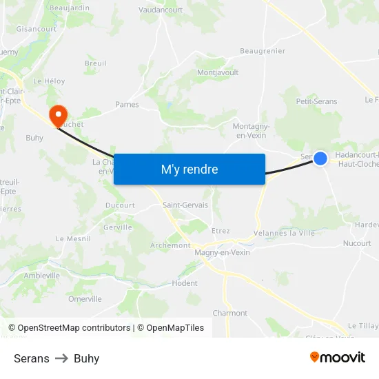Serans to Buhy map