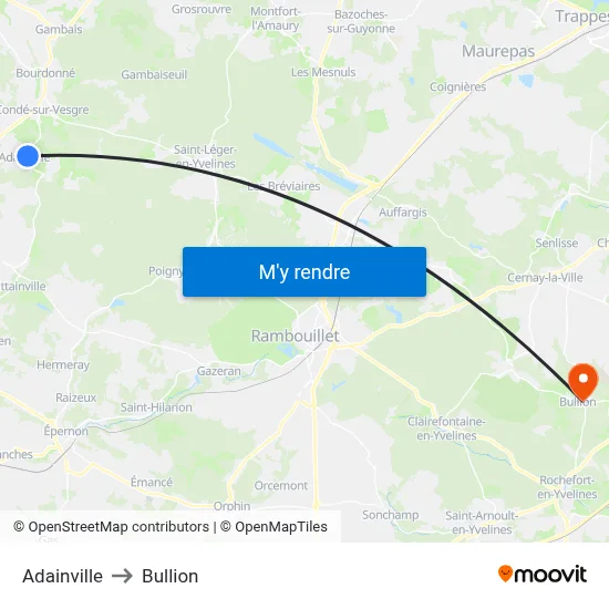 Adainville to Bullion map