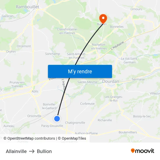 Allainville to Bullion map