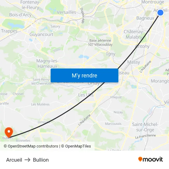 Arcueil to Bullion map