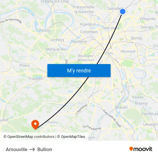 Arnouville to Bullion map