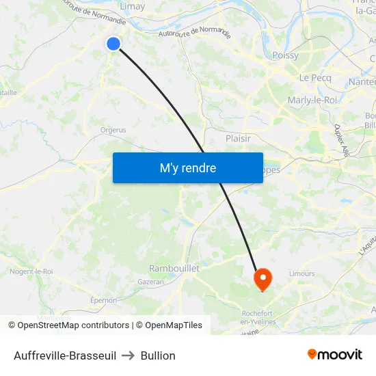 Auffreville-Brasseuil to Bullion map
