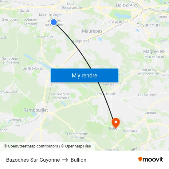Bazoches-Sur-Guyonne to Bullion map