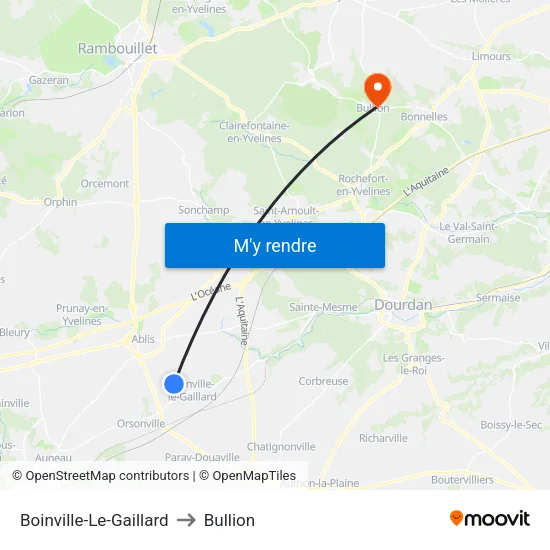 Boinville-Le-Gaillard to Bullion map