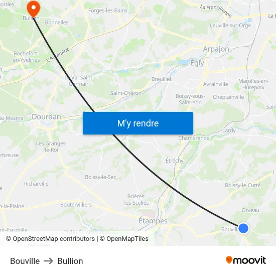 Bouville to Bullion map