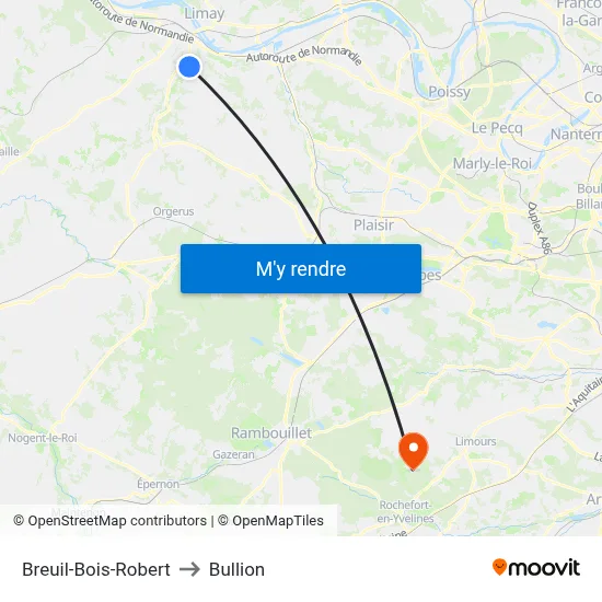 Breuil-Bois-Robert to Bullion map