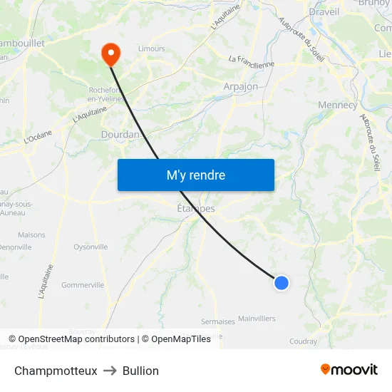 Champmotteux to Bullion map