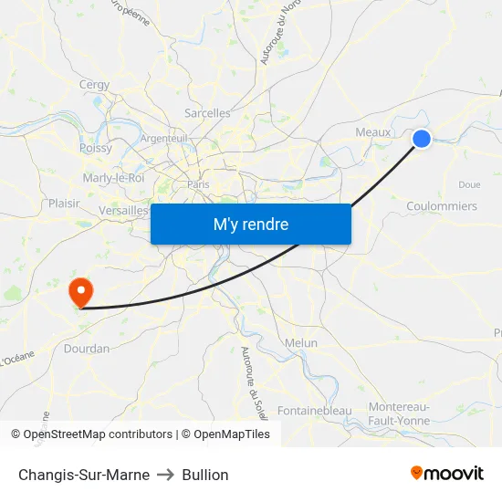 Changis-Sur-Marne to Bullion map