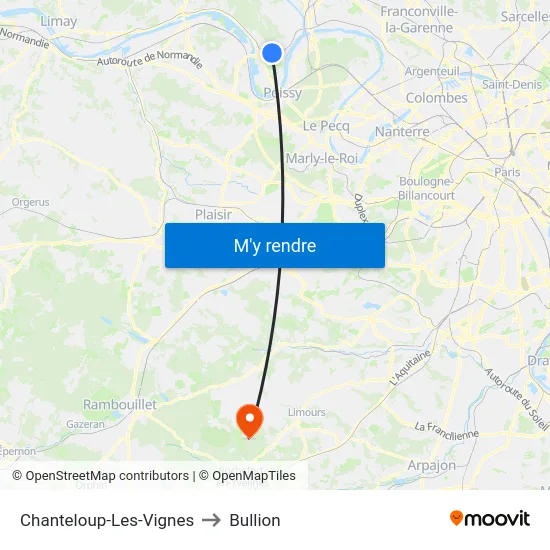 Chanteloup-Les-Vignes to Bullion map