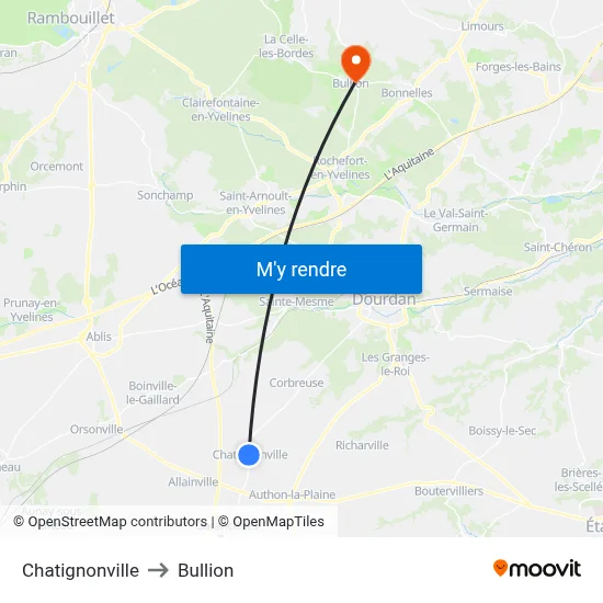 Chatignonville to Bullion map