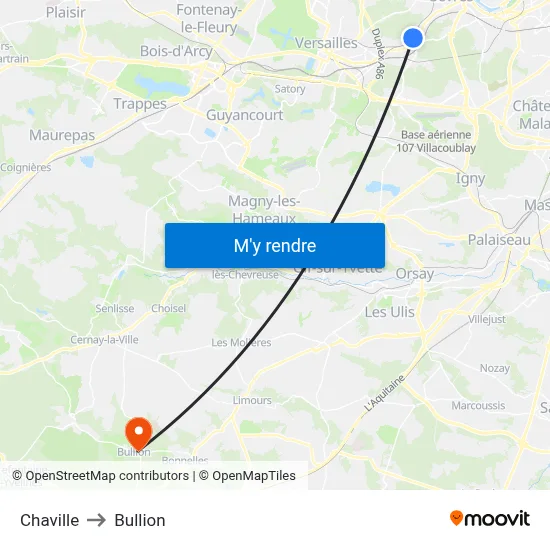 Chaville to Bullion map