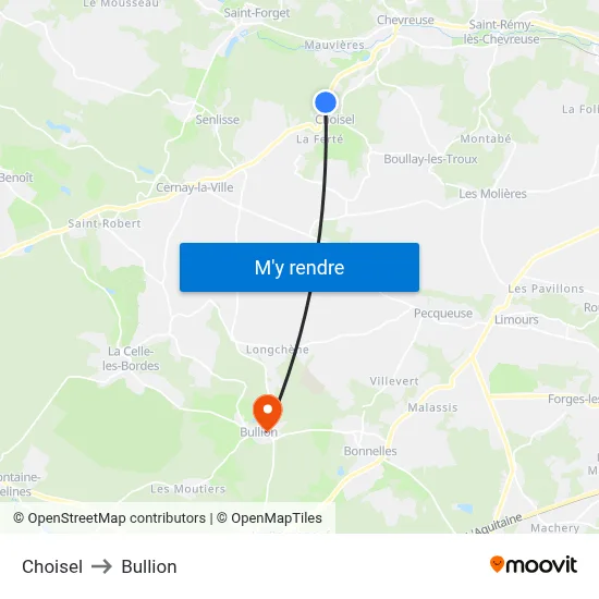 Choisel to Bullion map