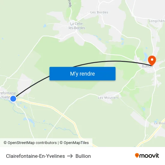 Clairefontaine-En-Yvelines to Bullion map