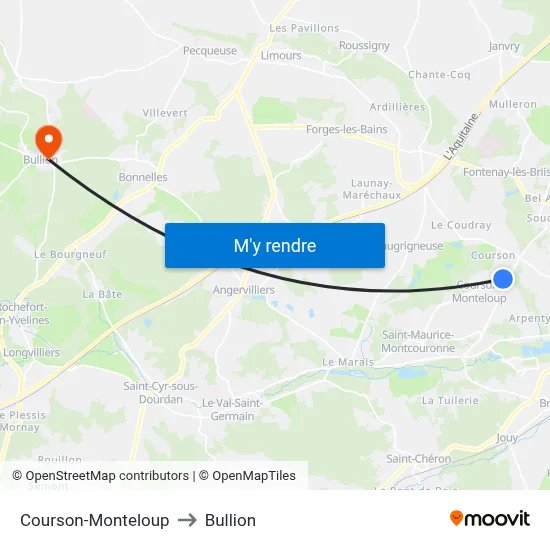 Courson-Monteloup to Bullion map