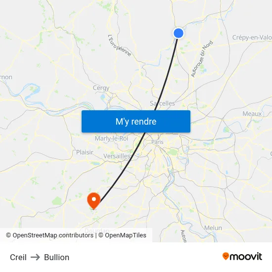 Creil to Bullion map