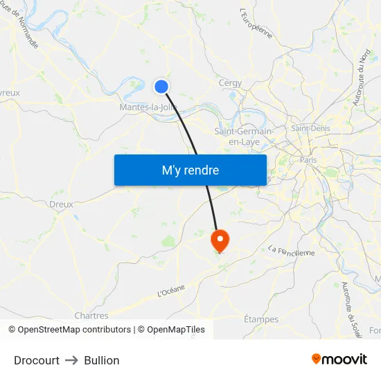 Drocourt to Bullion map