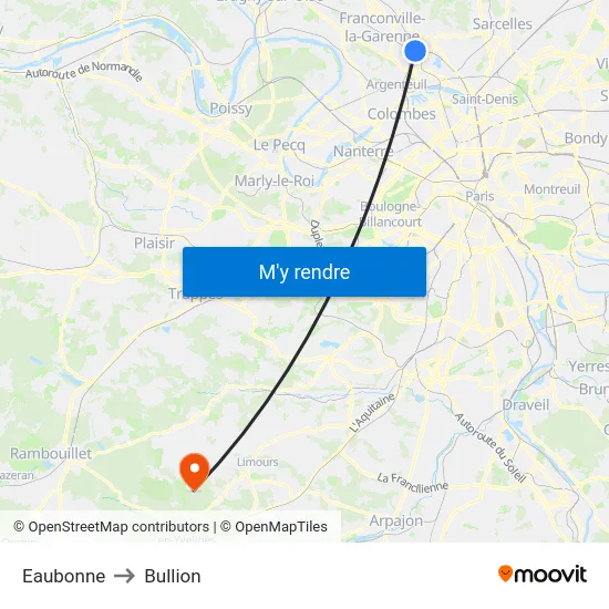 Eaubonne to Bullion map