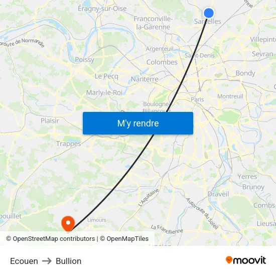 Ecouen to Bullion map