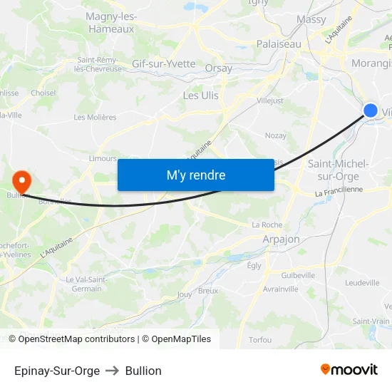 Epinay-Sur-Orge to Bullion map