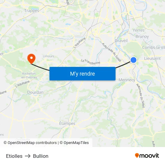 Etiolles to Bullion map