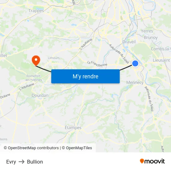 Evry to Bullion map