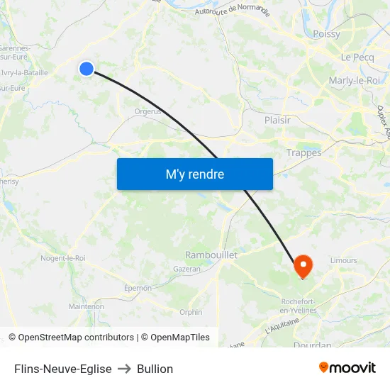 Flins-Neuve-Eglise to Bullion map