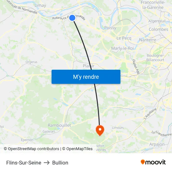 Flins-Sur-Seine to Bullion map