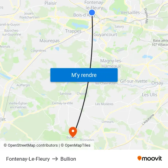 Fontenay-Le-Fleury to Bullion map