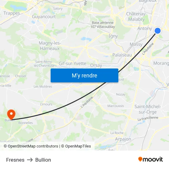 Fresnes to Bullion map