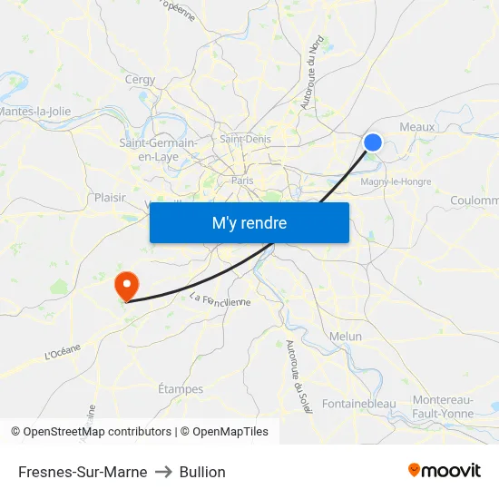 Fresnes-Sur-Marne to Bullion map