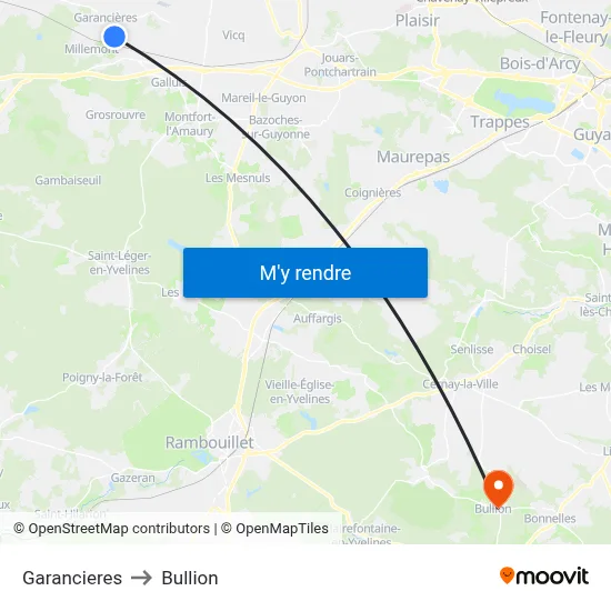 Garancieres to Bullion map