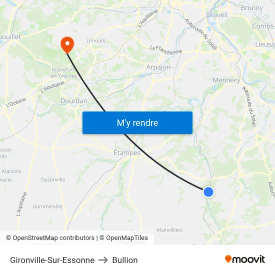 Gironville-Sur-Essonne to Bullion map