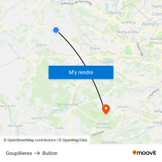 Goupillieres to Bullion map