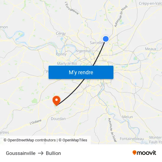 Goussainville to Bullion map