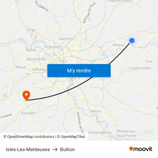 Isles-Les-Meldeuses to Bullion map