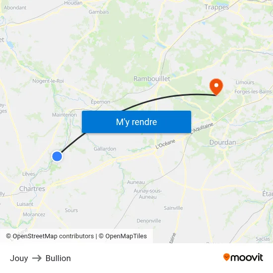 Jouy to Bullion map
