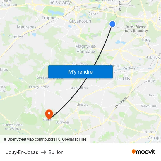 Jouy-En-Josas to Bullion map