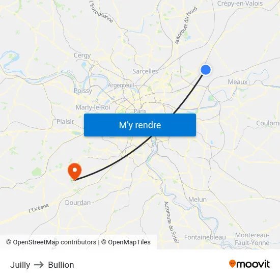 Juilly to Bullion map