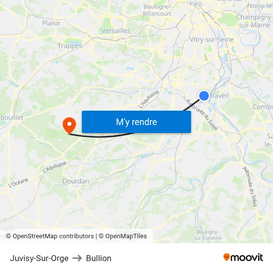 Juvisy-Sur-Orge to Bullion map