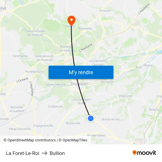 La Foret-Le-Roi to Bullion map