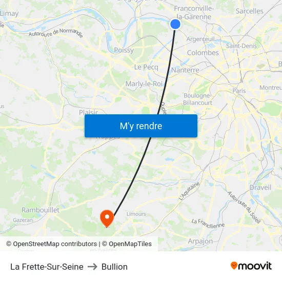 La Frette-Sur-Seine to Bullion map