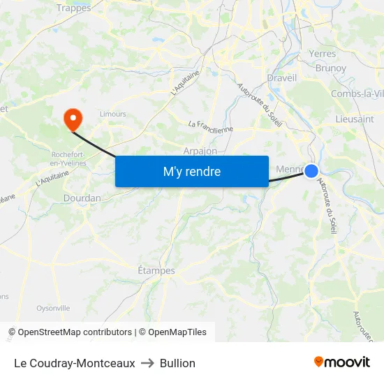 Le Coudray-Montceaux to Bullion map